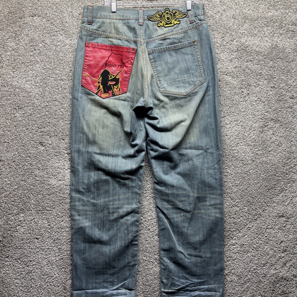 Eight 732 8732 SELVEDGE Atlanta ATL Jeans Mens 36x34 Baggy Y2K Grunge HipHop VTG